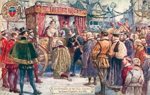 Bath Pageant, Bevestiging van het Stadscharter door Koningin Elizabeth I, AD 1590 door English School